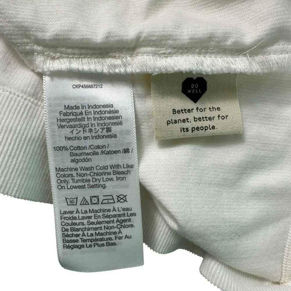 Madewell Corduroy Shirred-Sleeve Button-Front Shirt Ivory Blouse Top Size XS‎